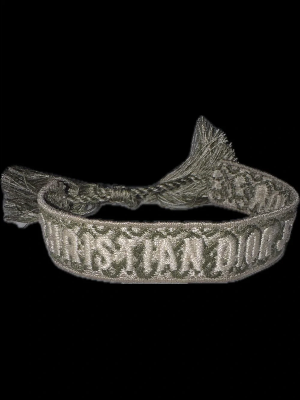 Dior Olive Green Embroidered Friendship Bracelet